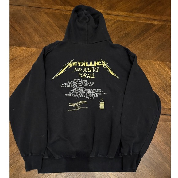 Metallica And Justice For All Black Graphic Hoodie Band Sweatshirt Mens XL - Picture 2 of 7